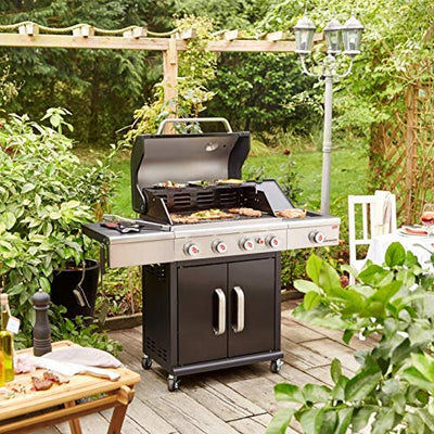 LANDMANN Gasgrill Triton maxX PTS 4.1 | Premium Gasgrill mit doppelwandigem Deckel & maxX-Zone für maximale Hitze | Grillrost aus emailliertem Gusseisen für perfektes Grillbranding [Schwarz]