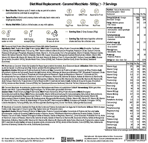 Diet Meal Replacement | Mahlzeitersatz Shake | Nährstoffreich | Vitamine & Mineralstoffe | THE PROTEIN WORKS | Karamell Macchiato | 500g