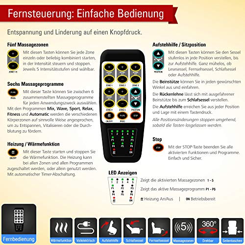 THRONER EXKLUSIV Massagesessel mit elektr. Aufstehhilfe 5-Zonen-Massage in 5 Farben. TV-Sessel mit Liegefunktion Wellness-Massagen Wärmetherapie und Fernbedienung. Qualität aus Deutschland (Sand)