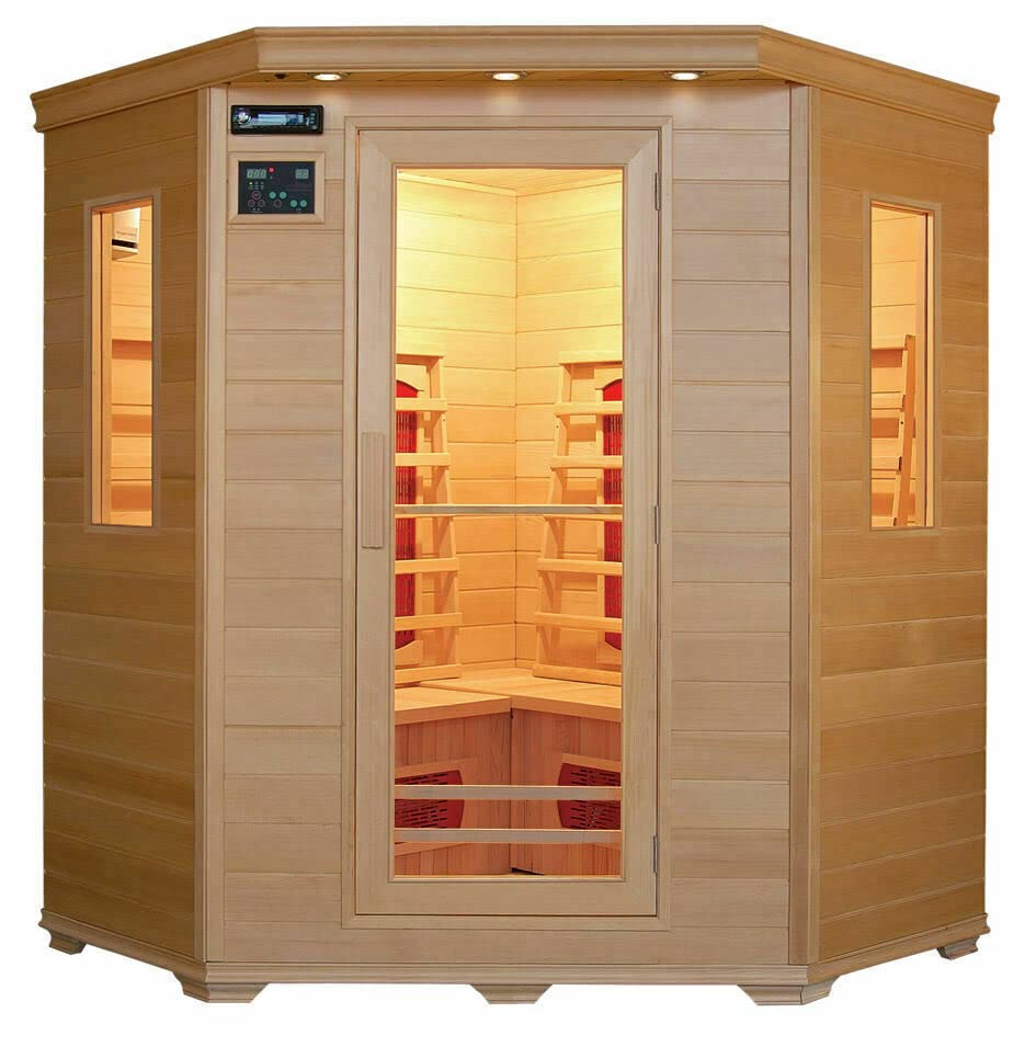 DEKO VERTRIEB BAYERN XXL Luxus LED Infrarotsauna 150x150x190cm Infrarotkabine Wärmekabine Infrarot Sauna + Bluetooth-fähiges Soundsystem Modell 2022 8 hochwertige Premium Keramikstrahler