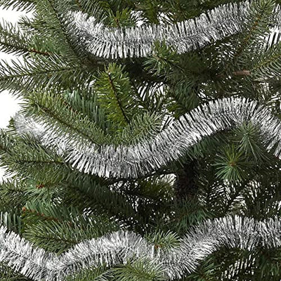 4X Weihnachten Lametta Girlande Weihnachtsbaum Ornamente Metallisch Glänzend Hängende Dekoration, Tannengirlande für Weihnachtsdekoration Weihnachtsdeko für Christbaum - 200 cm (Silber)