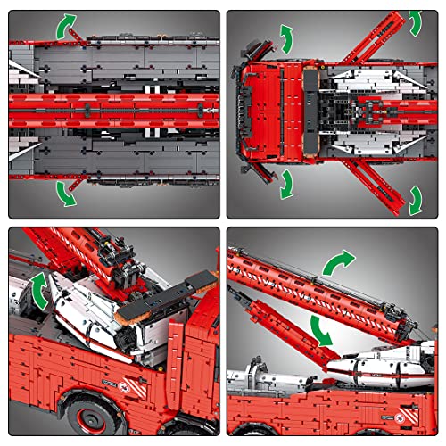 LOTFUN Technik LKW mit 19 Motoren, RC Schwerlast-Abschleppwagen, MK 19008, Kran Truck ferngesteuertes Auto Kompatibel mit Lego Technic - 10966 Teilen, 100 x 26,8 x 40,2cm