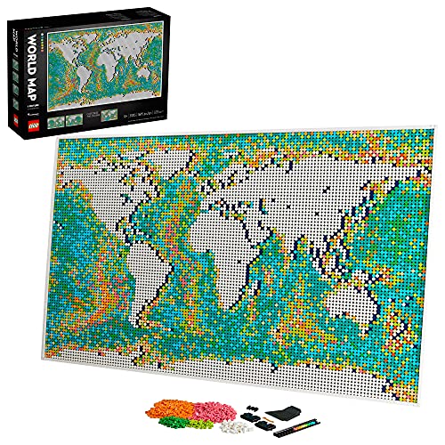 LEGO Art World Map 31203 Building Kit; Meaningful, Collectible Wall Art for DIY and Map Enthusiasts; New 2021 (11,695 Pieces)