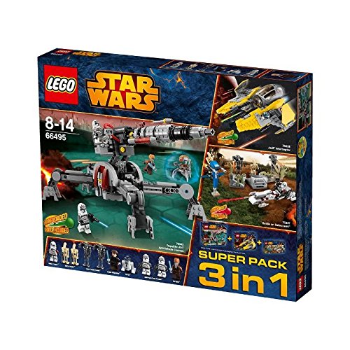 LEGO 66495 Star Wars Super Pack 3 in 1 bestehend aus: 75038 Jedi Interceptor, 75037 Battle on Saleucami, 75045 Republic AV-7 Anti-Vehicle Cannon