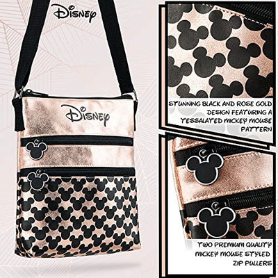 Disney Umhängetasche Damen und Teenager, Mickey Mouse und Minnie Mouse Tasche Damen, Kleine Umhängetasche Damen (Roségold)