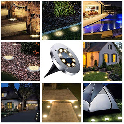 12er Solar Bodenleuchten , Solarlampen für Außen , 8 LED Gartenleuchten Solar, IP65 Wasserdicht Solarlampe Garten , Solarleuchten Garten für außen, Terrasse, Rasen, Hof-(Warmweiß )