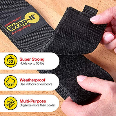 Easy-Carry Wrap-It Storage Straps (Aufbewahrungsgurte) – 431 mm (2er-Pack) – Aufhänger und Organizer mit Klettverschluss und Griff für Poolschläuche, Seile, Kabel, Schnüre und vieles