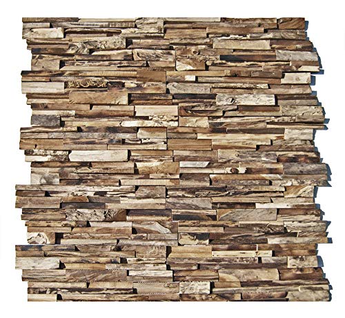 HO-003-1 Wandpaneele 3D Teak-Holz Verblender Wandverblender Wandfliese Wandverkleidung Wand-Design - Fliesen Lager Verkauf Stein-Mosaik Herne NRW