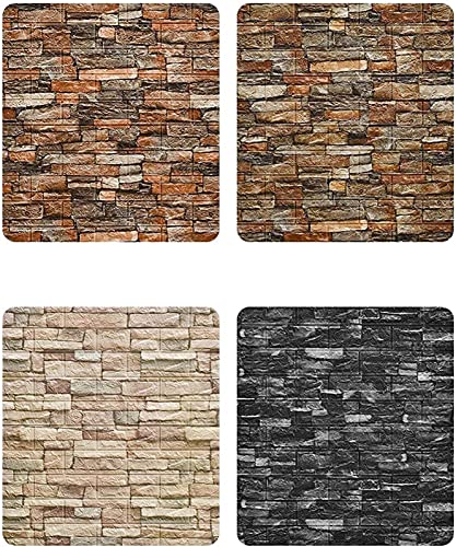 3D Tapete Ziegelstein Wandverkleidung Wandpaneele selbstklebend - Wandverkleidung in Steinoptik Wandpaneele gepolstert 3D Effekt Wohnzimmer(Color:Brick Yellow,Size:80pcs)