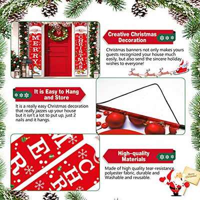 2 Stück Weihnachten Banner, Weihnachten Tür Banner Dekorationen, Frohe Weihnachten Banner, Weihnachtsmann Schneemann Outdoor Indoor Weihnachtstür Dekoration Hängende Banner Zeichen für Home Office