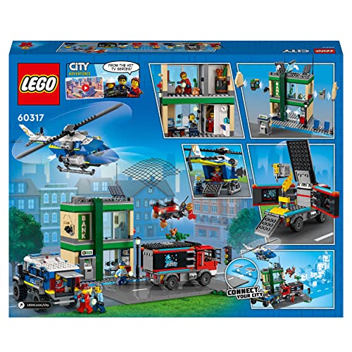 LEGO 60317 City Banküberfall mit Verfolgungsjagd mit Hubschrauber, Drohne und 2 LKWs, Polizei-Set, Weihnachtsgeschenkidee für Jungen und Mädchen ab 7 Jahren