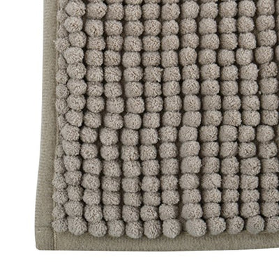 MSV Badteppich Badvorleger Duschvorleger Chenille Hochflor Badematte 40x60 cm – Taupe