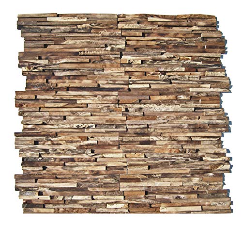 HO-006-1 Teakholz Paneele - 3D Wandverkleidung Holz Wandverblender Wandtatoo Holz-Design Wandfliese Wanddekoration - Fliesen Lager Verkauf Stein-Mosaik Herne NRW