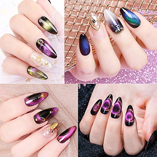 MIZHSE 9D Cat Eye Gelpoliermittel Set Chamäleon Magnetischer Gel Nagellack Tränken UV Gel Nagel Maniküre Kit 6 Farben 10ml (0,33fl oz)