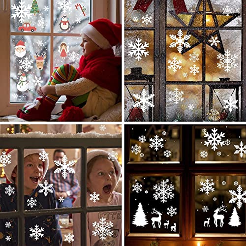 156 Weihnachten Fensterbilder, Schneeflocken Fensterdeko für Fensterscheiben, Wiederverwendbar Statisch Haftend PVC Aufkleber für Fenster Vitrine Türen Schaufenster Winter Schneeflocken Weihnachtsdeko