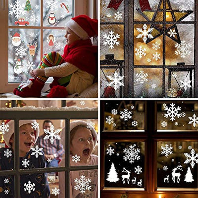 156 Weihnachten Fensterbilder, Schneeflocken Fensterdeko für Fensterscheiben, Wiederverwendbar Statisch Haftend PVC Aufkleber für Fenster Vitrine Türen Schaufenster Winter Schneeflocken Weihnachtsdeko