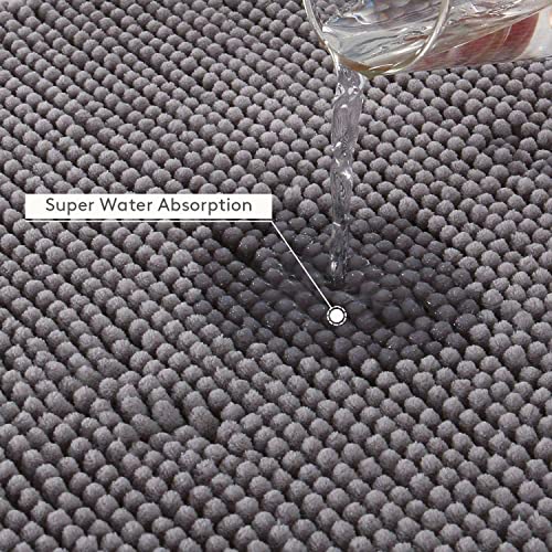 Lifewit rutschfeste Badematte 50x80cm Badteppich aus Mikrofaser Chenille Teppich für Badezimmer Grau