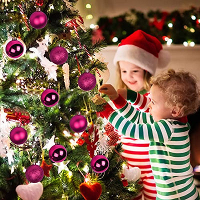 Weihnachtskugeln, Weihnachtsdeko, matt, glänzend, glitzernd, Christbaumkugel, -Weihnachtsbaum Deko & Christbaumschmuck (Rose Rot)