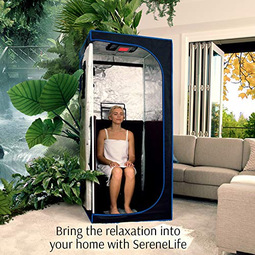 SereneLife SLISAU30BK Full Size Portable Sauna - Infrarotheizung Personal Home S, schwarz