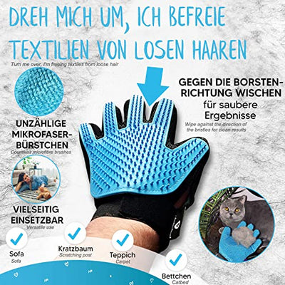 LÖWENKÖNIG® Taurus 2.0 - Bürstenhandschuh für Kurz-Langhaar Katzen I Haustier Bürste & Fellpflege-Handschuh Katze I Katzenhaare entfernen I Massage-Fellhandschuh in Universal-Größe I Katzen-Zubehör