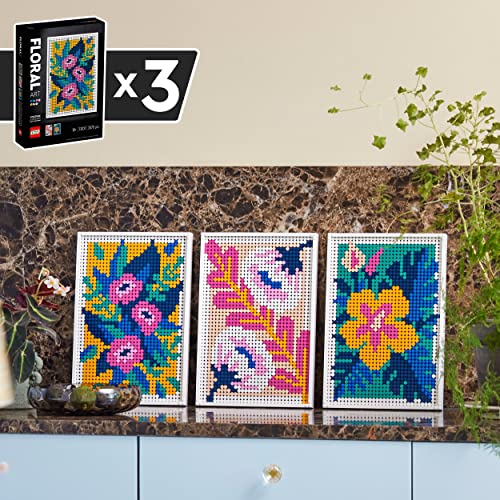 LEGO 31207 Art Blumenkunst, 3-in-1 Blumen Dekorationsset, Bastel Set, Wandschmuck, DYI botanische Deko, kreative Aktivität für Erwachsene