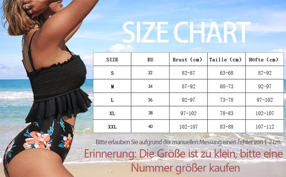 Shulltji Bikini Damen High Waist Bauchweg Tankini Elastizität Gesmokte Doppellagige Rüschen Spitze Badeanzug Damen Sexy Push Up Zweiteiliger Bademode