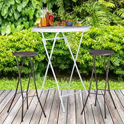 Relaxdays Barhocker klappbar BASTIAN 2er Set, Wetterfest, Höhe 80 cm, Barstuhl Doppelpack, Kunststoff, Tresen, braun, 29 x 32.5 x 80 cm