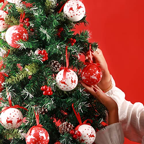 ABXMAS Weihnachtsbaumkugeln Set, Christbaumkugeln aus Umweltfreundliche Polyethylen für Weihnachtsbaum 14 Stück, Bruchsichere Weihnachtskugeln Weihnachtsdeko Rot und Weiß