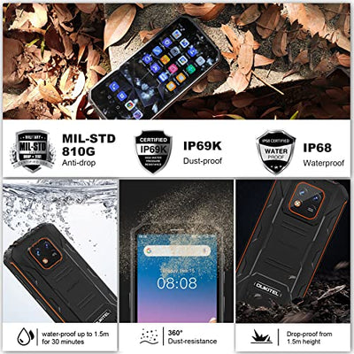 OUKITEL WP18 (2022) Outdoor Smartphone, 12500mAh Großer Akku 5.93" Outdoor Handy Ohne Vertrag, 4GB + 32GB Android 11 Handys, 13MP Kamera, IP68 Wasserdichter, 4G Dual SIM, Face ID/OTG/GPS - Schwarz