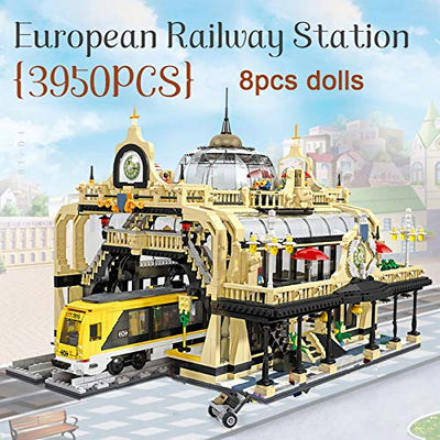 Technic Train Station Bausteine Set, DIY Retro Zug Modell Spielzeug für Kinder und Erwachsene Geburtstag & Weihnachtsgeschenk, 3950 Stück