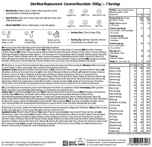 Diet Meal Replacement | Mahlzeitersatz Shake | Nährstoffreich | Vitamine & Mineralstoffe | THE PROTEIN WORKS | Karamell Macchiato | 500g