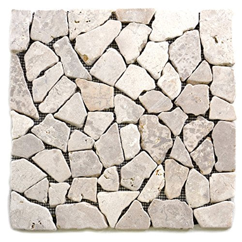 Divero 11 Fliesenmatten Naturstein Mosaik aus Marmor für Wand und Boden cremeweiß á 30 x 30 cm