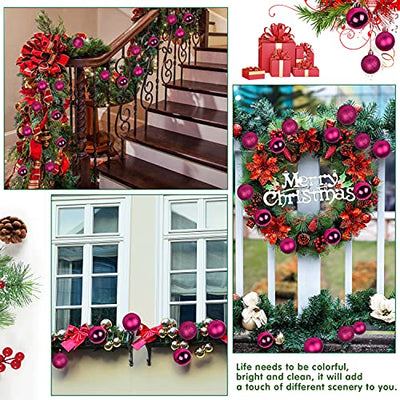 Weihnachtskugeln, Weihnachtsdeko, matt, glänzend, glitzernd, Christbaumkugel, -Weihnachtsbaum Deko & Christbaumschmuck (Rose Rot)