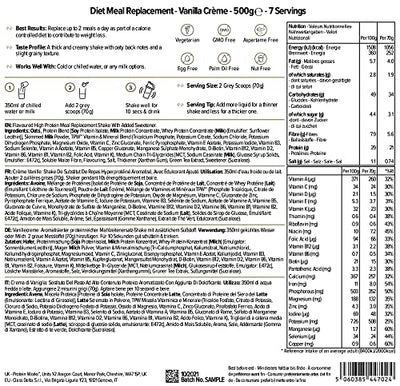 Diet Meal Replacement | Mahlzeitersatz Shake | Nährstoffreich | Vitamine & Mineralstoffe | THE PROTEIN WORKS | Vanillecreme | 500g