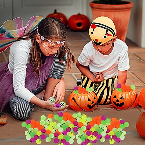 Runmeihe 72PCS Halloween Luminous Flummi für Kinder, Glow in The Dark Speelgoed Bouncy Balls Voor Kinderen, Halloween Party Mitgebsel Bags for Trick or Treating