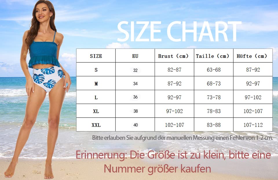 Shulltji Bikini Damen High Waist Bauchweg Tankini Elastizität Gesmokte Doppellagige Rüschen Spitze Badeanzug Damen Sexy Push Up Zweiteiliger Bademode