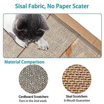 Pieviev Kratzbrett für Katzen (44.5x25.9x3.5cm) Sisal Scratching Pad Katzenspielzeug mit Katzenminze (1 Stück)