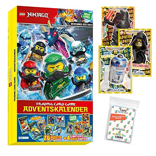 collect-it.de MY HOME OF CARDS + TOYS Exklusive Aufbewahrungshüllen im Bundle mit Blue Ocean Lego Ninjago 7 Next Level Trading Cards Adventskalender 2022 + 3 Limitierte Star Wars Karten