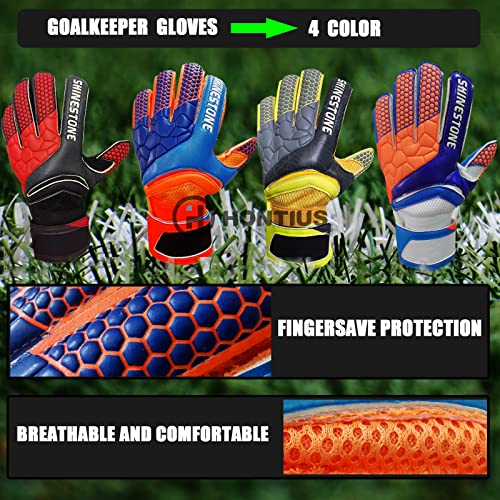 HONTIUS Torwarthandschuhe Kinder Erwachsene Jugendliche, Fußball Torwarthandschuhe Herren Fußballhandschuhe Fingersave 4mm Latex Unisex Orange 9