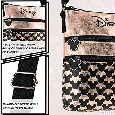 Disney Umhängetasche Damen und Teenager, Mickey Mouse und Minnie Mouse Tasche Damen, Kleine Umhängetasche Damen (Roségold)