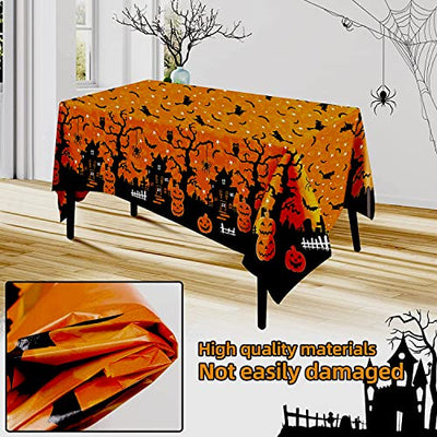 Tischdecke Halloween Deko 2 Stück Halloween Party Tischdecke,Größe 220cm * 130 cm Gruseliger Kürbis Tischdecke Rechteckige wasserdichte Halloween Gruselige Tischdecke für Halloween Party Dekor