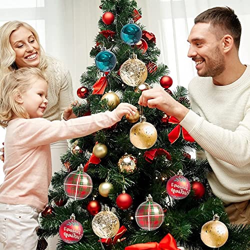 70Stücke Christbaumkugeln Kunststoff, Weihnachtskugeln Weihnachtskugeln Baumschmuck mit Stern Baumspitze für Weihnachten Hochzeit Party (Rot Grün und Gold)