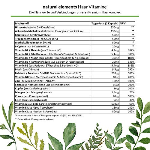 Haar Vitamine - 180 Kapseln - Premium: Hochdosiert mit Keratin, Biotin, Selen, Zink, Hirseextrakt, bioaktiven B-Vitaminen & mehr - Laborgeprüft