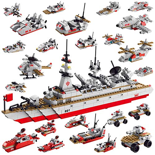 Sitodier Schlachtschiff Modell Bausteine Spielzeug, 811 Teile 25 in 1 Cruiser Boot Schiff Gebäude Bausatz Spielzeug für 6+ Jungen, Kriegsschiff Bausteine für Kinder Alter 6 7 8 9 10 11 12 Jahre alt