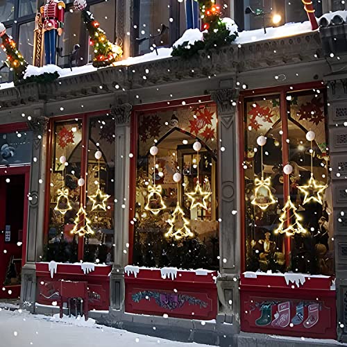 6er Set LED Saugnapf Weihnachten Lichter,LED Fensterlicht Saugnapf,Weihnachtsbeleuchtung Hängend Fensterlicht,LED Vorhang Licht Batteriebetrieben für Fensterdeko,Innen Außen Weihnachtsdeko