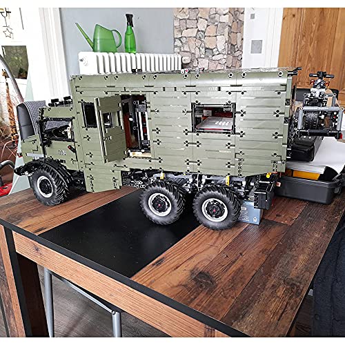 VSEG Technik Wohnwagen 6x6 Off-Road Truck, RAEL LE-J907, 6689 Teile Ferngesteuert Auto mit 9 Motor, Campingaufbau, Technic Riesigen Truck Modell Bausatz Kompatibel mit Lego Technik