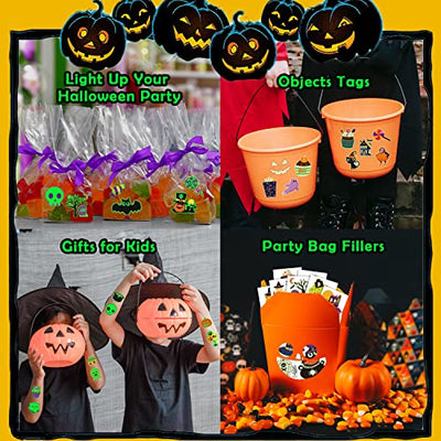 Leesgel Halloween Tattoo Kinder, 204 Blätter Leuchtende Halloween Temporäre Tattoos Aufkleber Kinder für Halloween Deko, Halloween Party Zubehör Spiele Spielzeug Geschenke Gastgeschenke Kinder