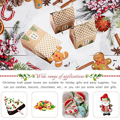 TsunNee Weihnachten Party Geschenkboxen, Weihnachten Kraftpapier Süßigkeitskästen, Weihnachten Mitbringsel Taschen, Kreativ Papier-Treat-Boxen für Weihnachten Partydekorationen, 50er Pack