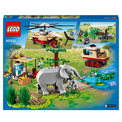 LEGO 60302 City Wildlife Tierrettungseinsatz Tierarzt Spielzeug für Jungen und Mädchen ab 6 Jahren mit Hubschrauber