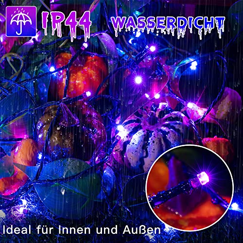 Halloween Deko Lichterkette-Ollny 40M 400LEDs Blau Lila Lichterkette Außen 8 Modi-Wasserdicht Halloween Lichterkette mit Fernbedienung Stecker für Aussen Innen